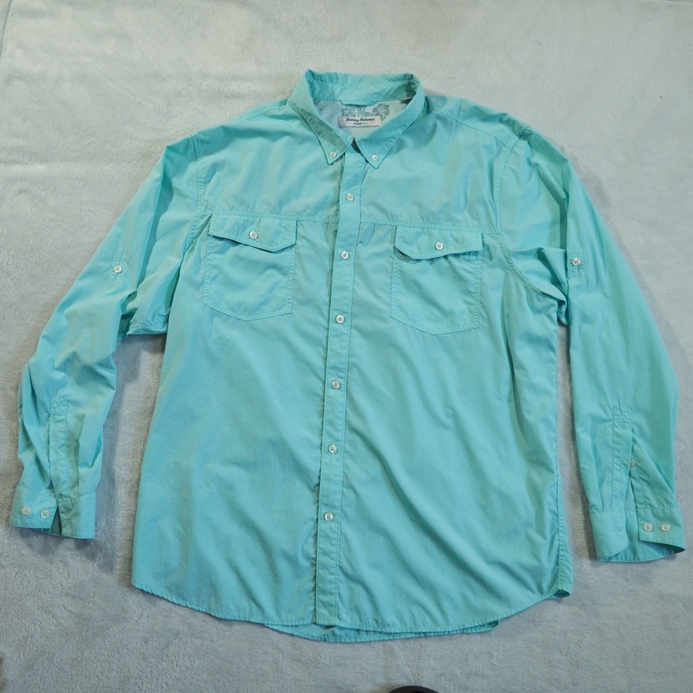 Tommy Bahama Sz XXL Island Zone Men's Light Aqua Button-Down Shirt